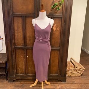 Express mauve ribbed twist front midi dress small
